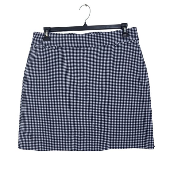 Kim Rogers Petite Women Pull On Navy Gingham Short Skort Size 14P Comfy Stretch - Picture 1 of 10
